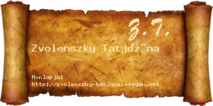 Zvolenszky Tatjána névjegykártya